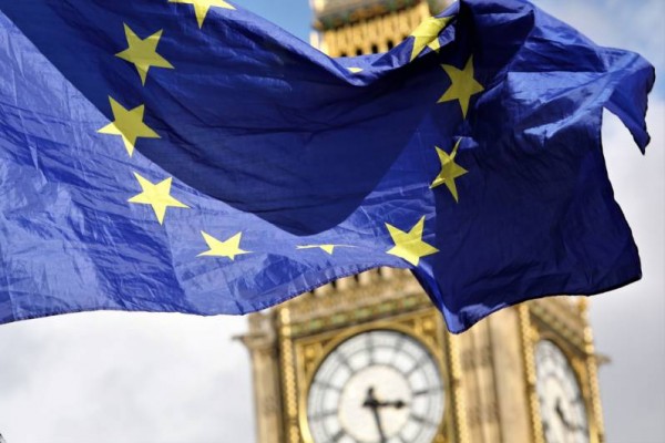 EU Flag, UK Parliament, Big Ben