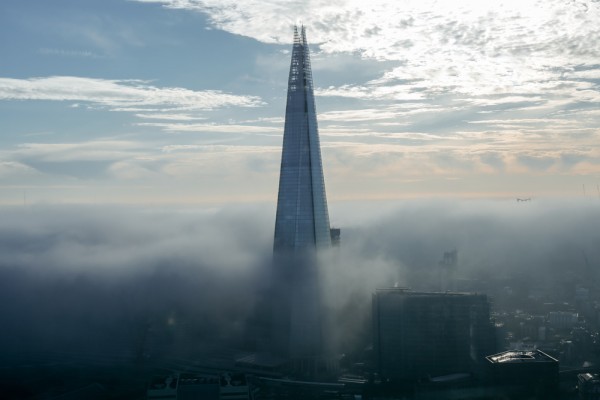 London, corporate offices, the shard, fog
