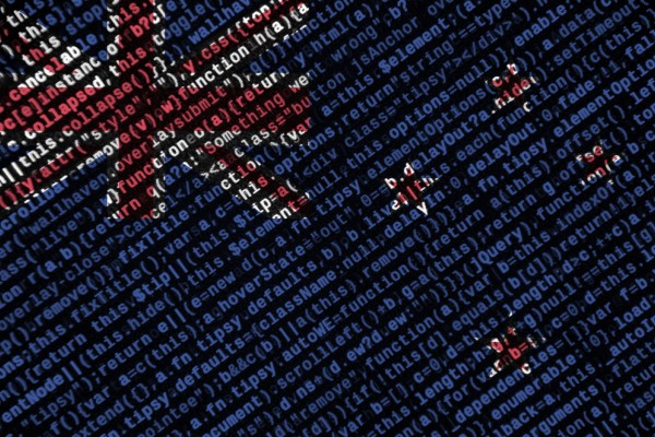 New Zealand flag with computer code