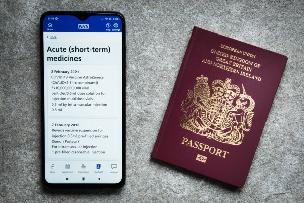 NHS vaccine passport, facial verification app