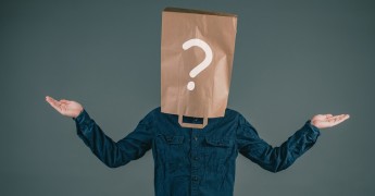 Bag on head, question mark, privacy, anonymised