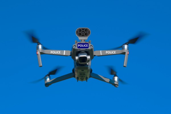 Police surveillance drones, uncrewed aerial vehicles (UAVs)