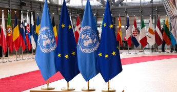 EU, UN flags