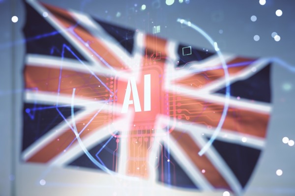 UK flag, artificial intelligence