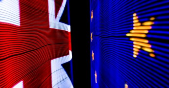 UK, EU flags, digital