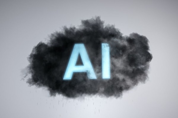 Artificial intelligence AI, dark cloud
